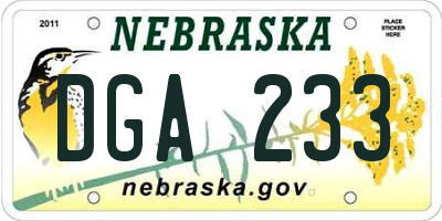 NE license plate DGA233