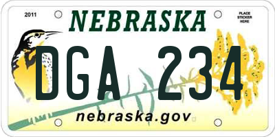 NE license plate DGA234