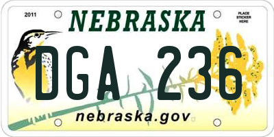 NE license plate DGA236