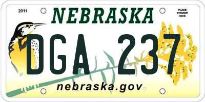 NE license plate DGA237