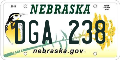 NE license plate DGA238