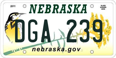 NE license plate DGA239