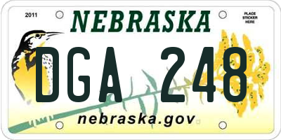 NE license plate DGA248