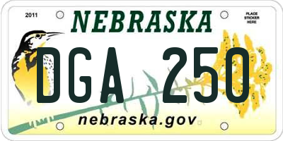 NE license plate DGA250