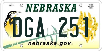 NE license plate DGA251