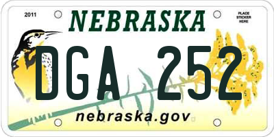 NE license plate DGA252