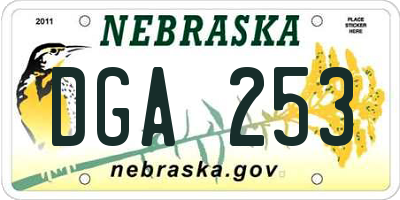 NE license plate DGA253