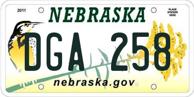 NE license plate DGA258
