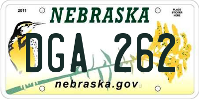 NE license plate DGA262