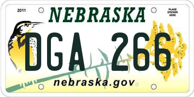 NE license plate DGA266