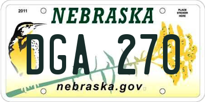 NE license plate DGA270