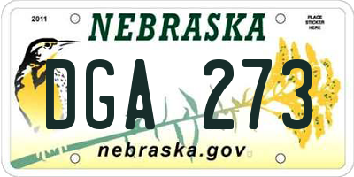 NE license plate DGA273