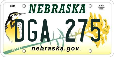 NE license plate DGA275