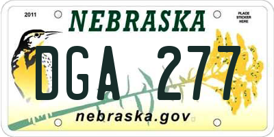 NE license plate DGA277