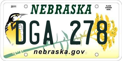 NE license plate DGA278