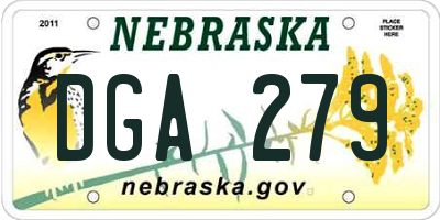 NE license plate DGA279