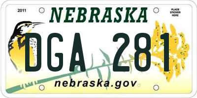 NE license plate DGA281