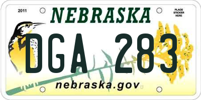 NE license plate DGA283