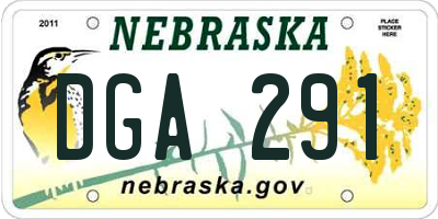 NE license plate DGA291
