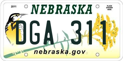 NE license plate DGA311