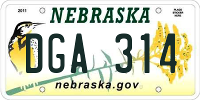 NE license plate DGA314