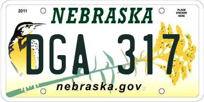 NE license plate DGA317