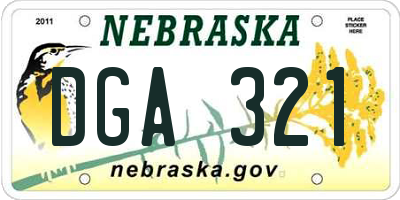 NE license plate DGA321