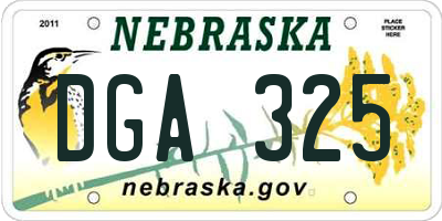 NE license plate DGA325