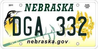 NE license plate DGA332