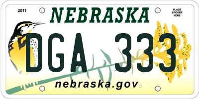 NE license plate DGA333