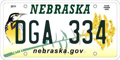 NE license plate DGA334
