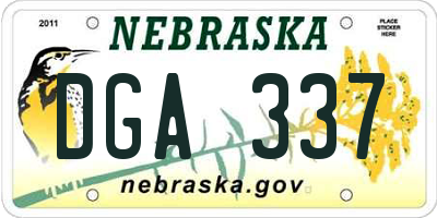 NE license plate DGA337