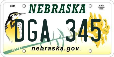 NE license plate DGA345