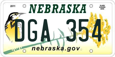 NE license plate DGA354