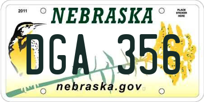 NE license plate DGA356