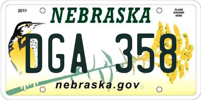 NE license plate DGA358