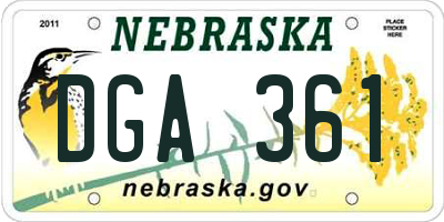 NE license plate DGA361