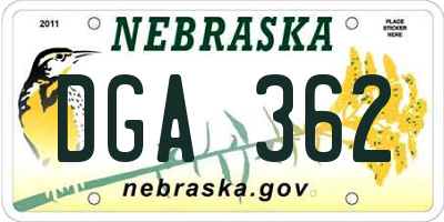 NE license plate DGA362