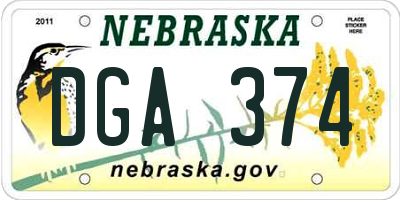 NE license plate DGA374