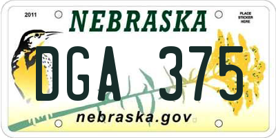 NE license plate DGA375