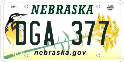 NE license plate DGA377