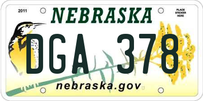 NE license plate DGA378