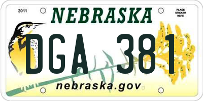 NE license plate DGA381