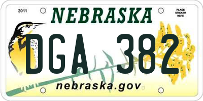 NE license plate DGA382