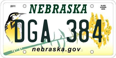 NE license plate DGA384