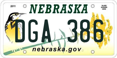 NE license plate DGA386