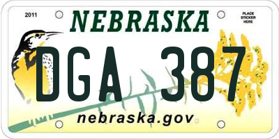 NE license plate DGA387