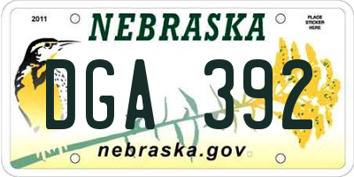 NE license plate DGA392