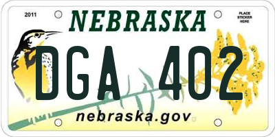 NE license plate DGA402
