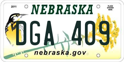 NE license plate DGA409